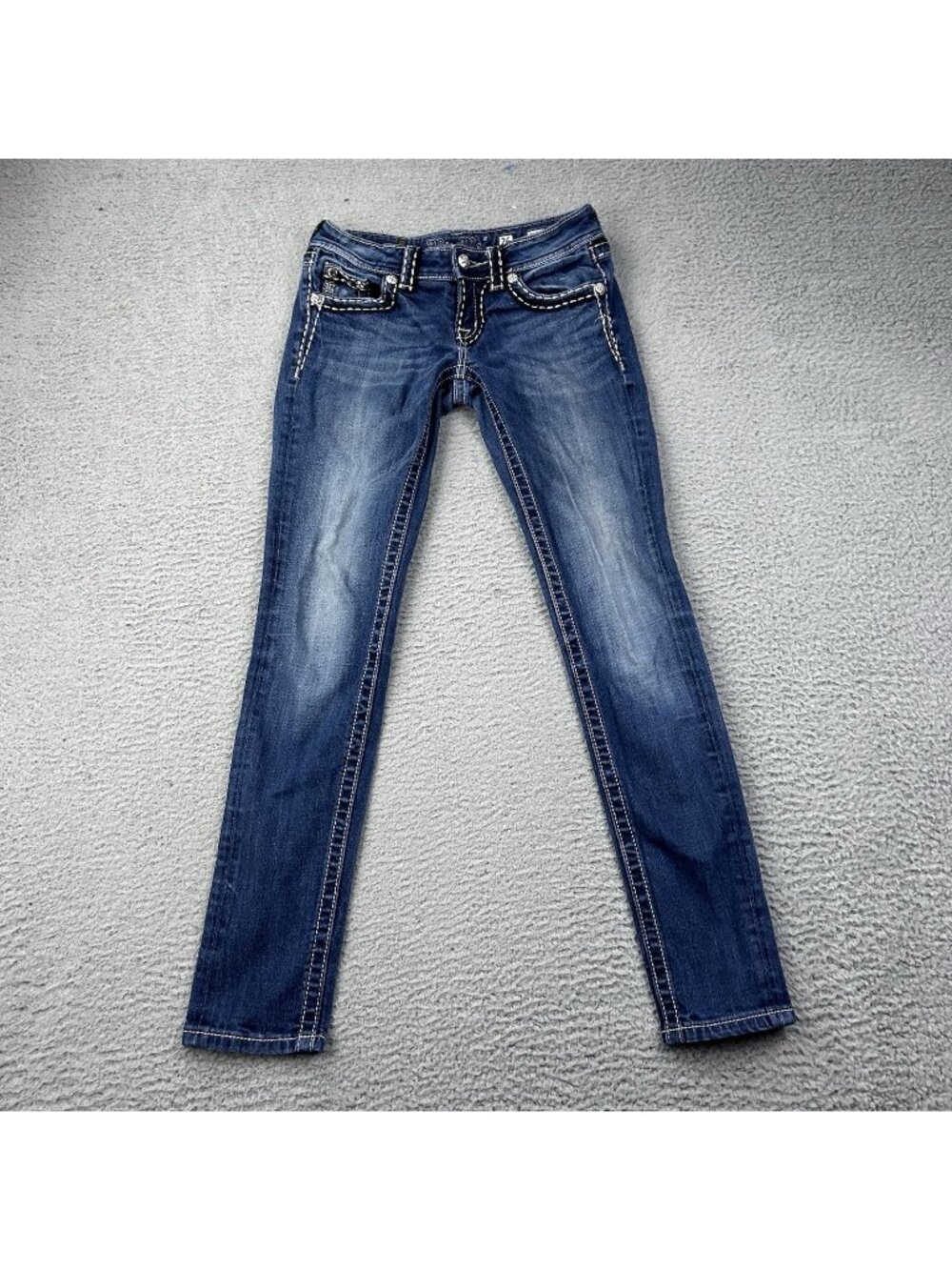 Miss Me JE10525R Skinny Blue Jeans Women’s Size 26 Bejeweled Gems